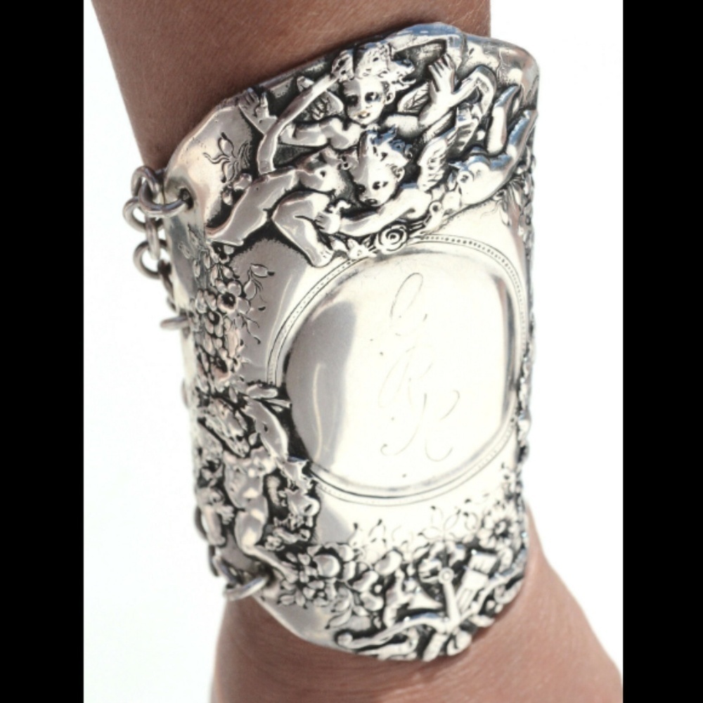 Antique Tiffany Sterling Silver Cherub Bracelet